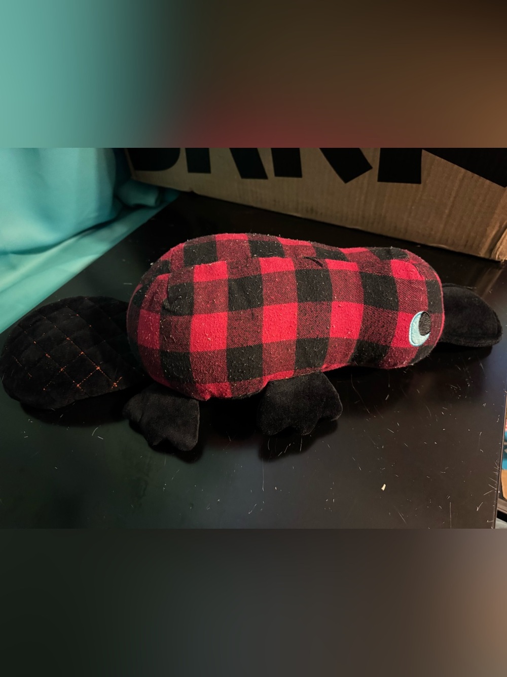 Bark Box XL plaid Platypus Dog Toy